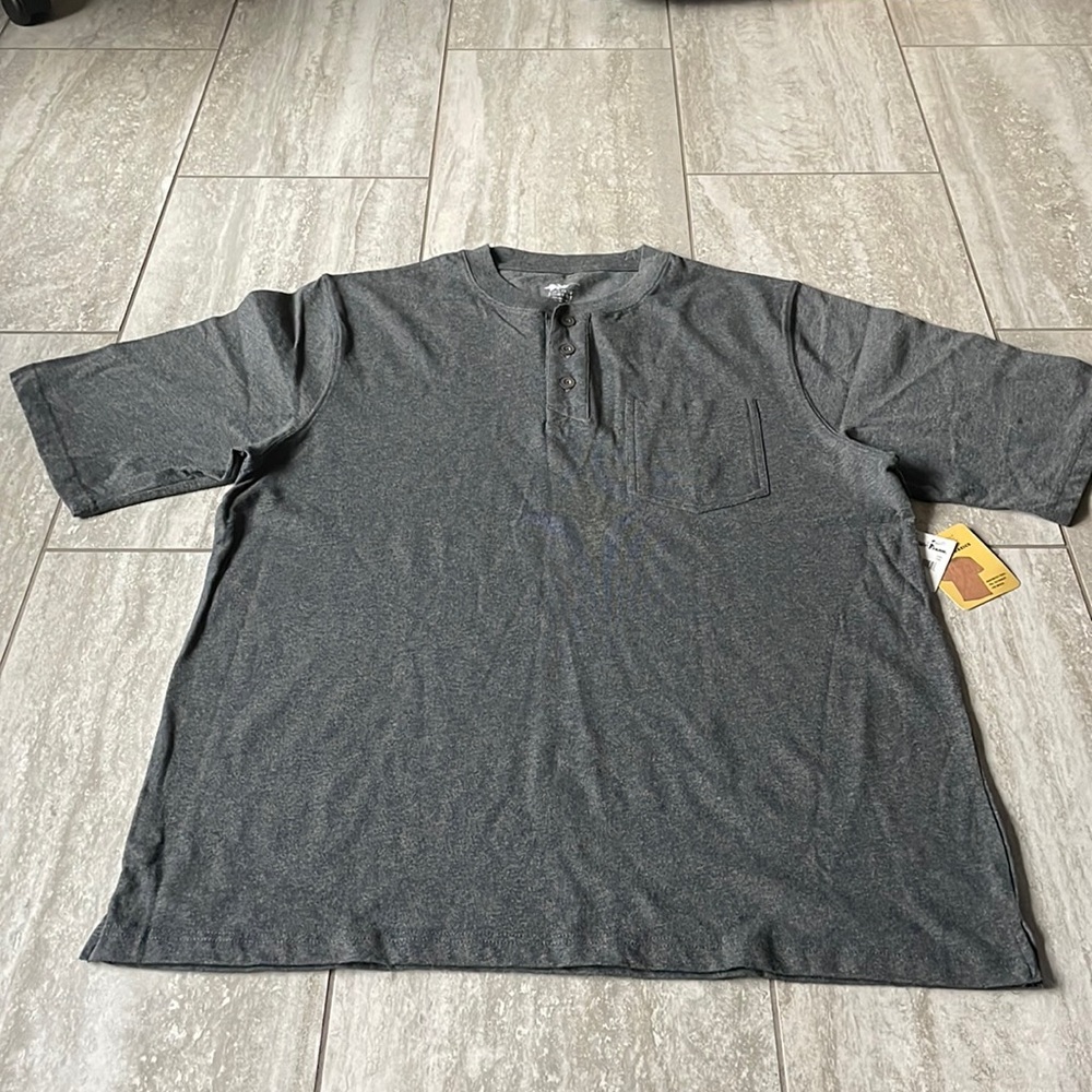 Field n Forest gray,round neck,short  sleeves,placket with buttons, pocket,XLT